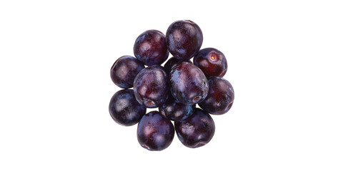 Fresh Black Grapes Cluster. Healthy Fruit And Antioxidant-Rich Snack Isolated On Transparent Background