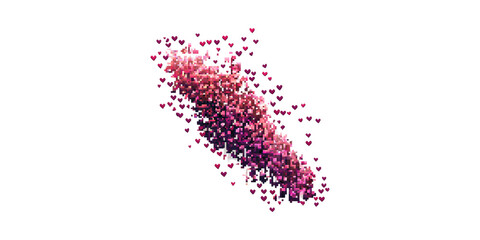 Abstract Pixelated Heart Explosion. Digital Love And Emotion Concept Isolated On Transparent Background