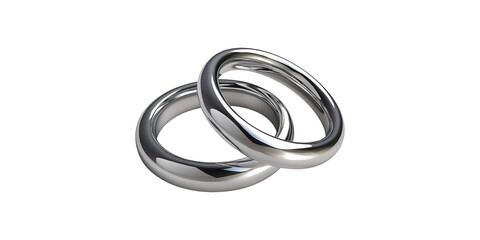 Fototapeta premium Two Interlocking Silver Rings. Symbol Of Unity And Commitment In Relationships Isolated On Transparent Background