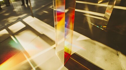 Abstract Glass Prisms Rainbow Light Refraction