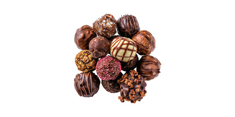 Obraz premium Assorted Gourmet Chocolate Truffles. Indulgent Confectionery Selection Isolated On Transparent Background