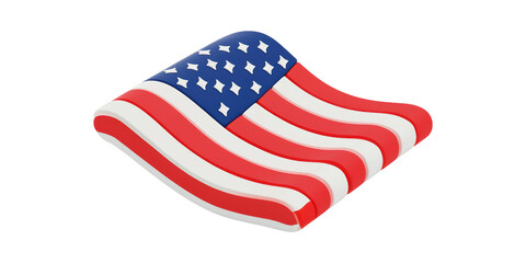 Fototapeta premium 3D Of American Flag In Wave Form. Symbol Of Patriotism And National Pride Isolated On Transparent Background