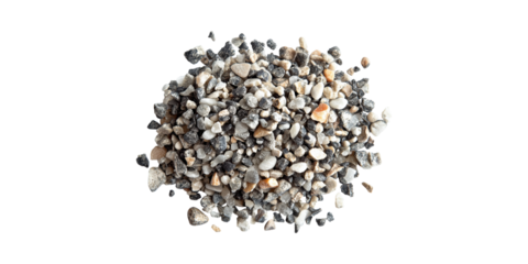 Pile Of Mixed Gravel Stones. Construction Material For Landscaping And Building Projects Isolated On Transparent Background