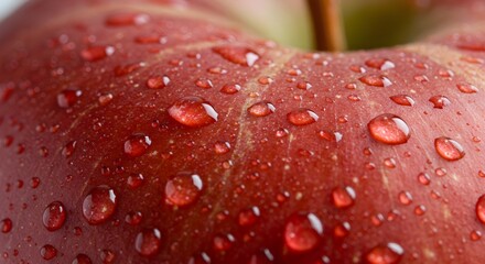 Water droplets on red apple