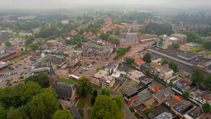 Aerial panorama view of the city Winschoten in the Netherlands on a sunny day in summer