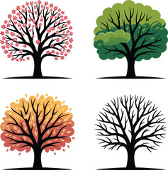 set of four seasons trees