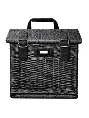 Vintage Wicker Picnic Basket With Handles And Buckles. Retro Charm And Functionality Illustration Isolated On Transparent Background