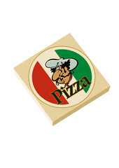 Pizza box with pizza chef in italian colors 