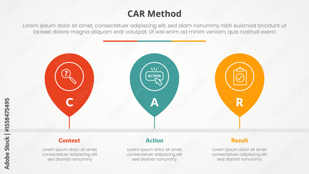 Aufkleber car interview model infographic concept for slide presentation with pin tagging location timeline ho