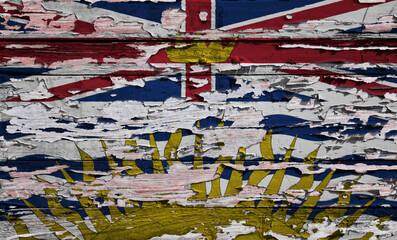 Flag of British Columbia painted on a wooden board