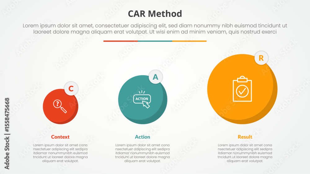 Poster car interview model infographic concept for slide presentation with circle gradual transformation wi
