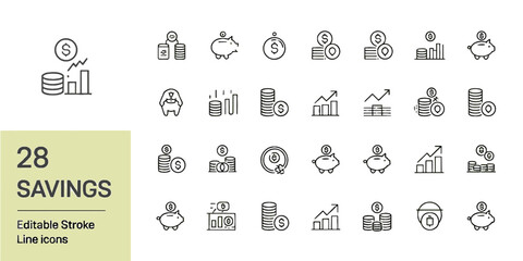 Mechanics Editable Stroke Line Icons &ndash; 36 Vector Icon Set