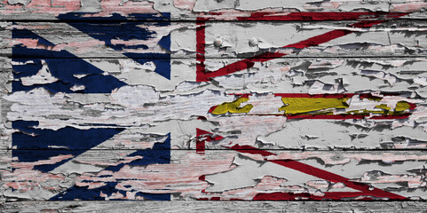 Flag of Newfoundland and Labrador painted on a wooden board