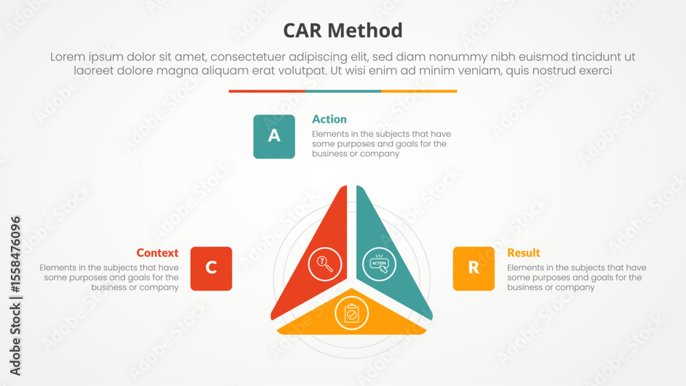 Aufkleber car interview model infographic concept for slide presentation with triangle cycle circular slice on