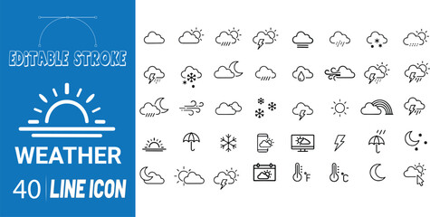 40 Weather Icons: Vector Illustrations for Climate and Forecast Design Projects