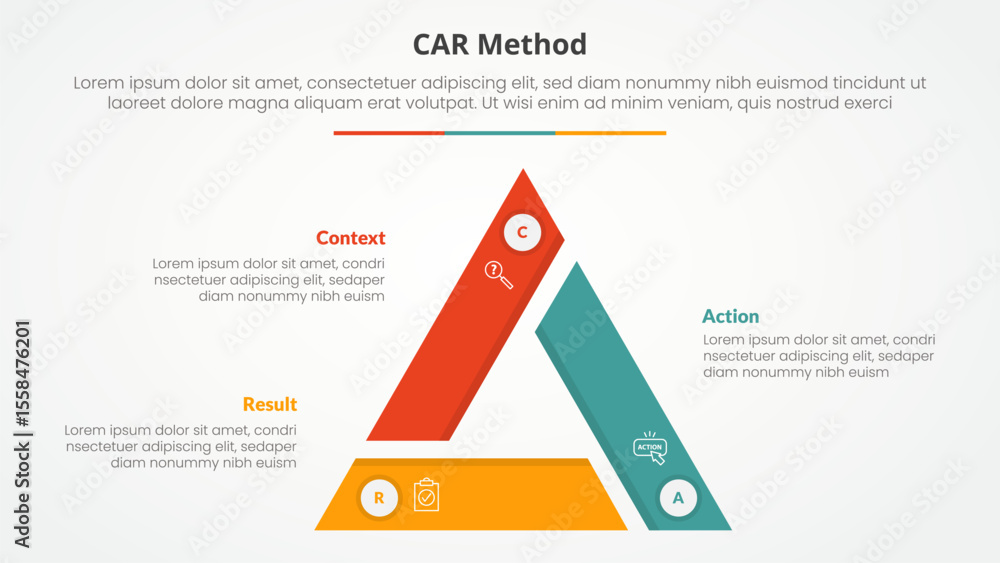 Aufkleber car interview model infographic concept for slide presentation with triangle cycle circular triangle