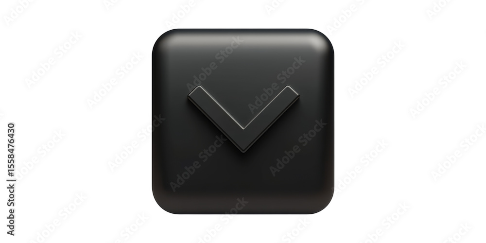 Poster black 3d down arrow icon. symbol for download, navigation, and user interface design isolated on tra