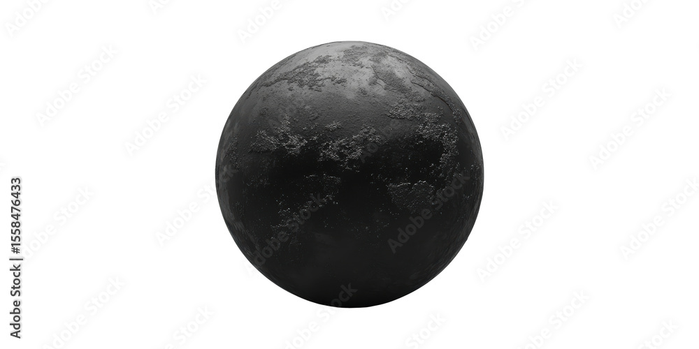 Poster black textured sphere. abstract design and artistic representation isolated on transparent backgroun