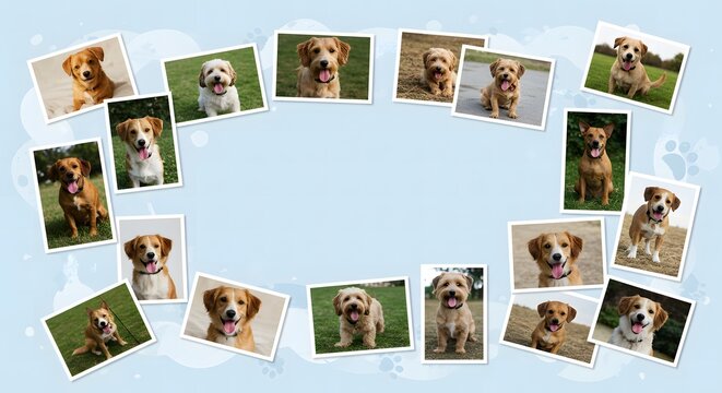 A vintage photo collage with framed travel pictures of a summer vacation on the beach and old European architecture