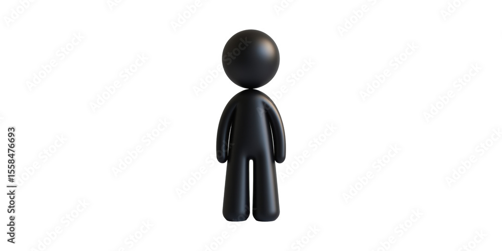 Poster 3d black stick figure icon. minimalist design for digital avatars and user interfaces isolated on tr
