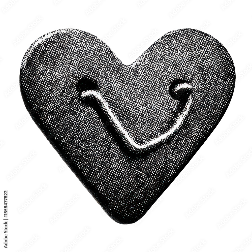 Poster vintage heart with wire loop in retro engraving style isolated on transparent background