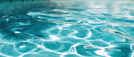 The beautiful shimmering surface of a turquoise swimming pool.