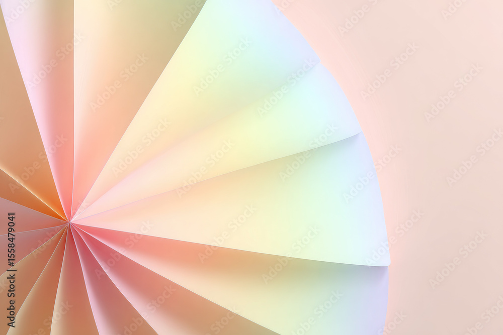 Aufkleber abstract rainbow gradient fabric folded into circular pattern, soft pastel colors, minimalistic and 