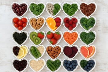 Naklejka premium Heart-Healthy Foods A Colorful Collection of Nutritious Ingredients