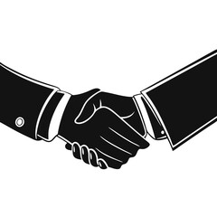 Close-Up Silhouette Vector of Business Handshake Icon – Isolated Corporate Agreement Symbol for Deal, Partnership, and Teamwork Concepts