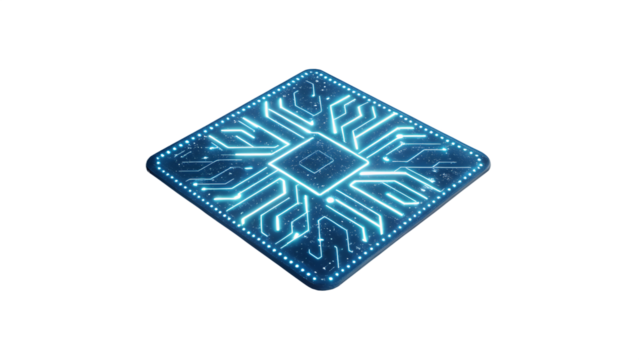 Glowing circuit board with intricate pathways technology