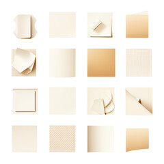 Various off-white textured square shapes offer diverse design and background elements  png isolated on transparent background. 
