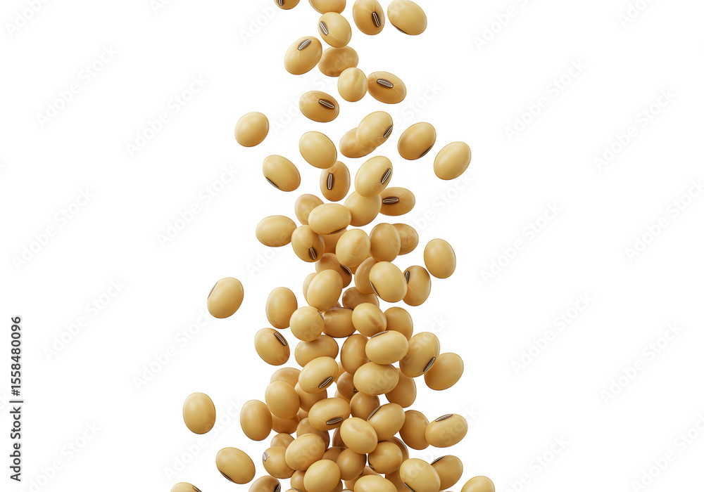 Poster soybeans falling isolated on transparent background