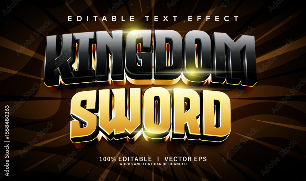 Poster kingdom sword vector text effect with modern style design