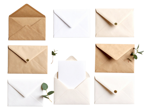 Ordinary paper oblong isolated envelopes, open and closed