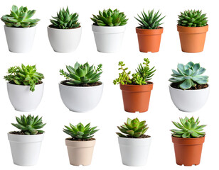 Obraz premium Cactus and Succulents vector stock illustration. Flat-Polygon style isometric icons.