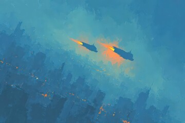 Fototapeta premium Dramatic low-angle shot of a statue reaching towards a swirling, vortex-like sky. Dark, moody, and evocative.. Beautiful simple AI generated image