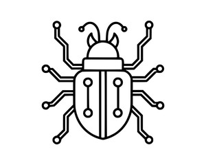 Cyberpunk bug icon circuit board insect for tech gaming vector illustration