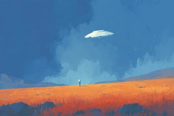 Dramatic low-angle shot of a statue reaching towards a swirling, vortex-like sky. Dark, moody, and evocative.. Beautiful simple AI generated image