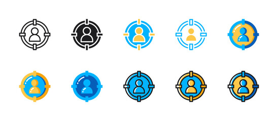 Target audience icon representing marketing focus, customer segmentation, business strategy, audience research, and consumer targeting efforts.
