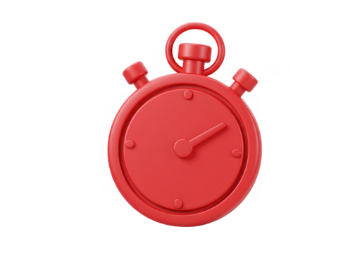 Red cartoon stopwatch isolated on transparent background