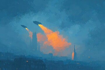 Dramatic low-angle shot of a statue reaching towards a swirling, vortex-like sky. Dark, moody, and evocative.. Beautiful simple AI generated image