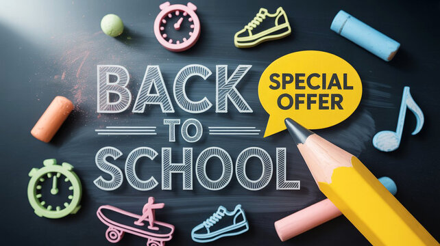 Back to school special offer on a chalkboard