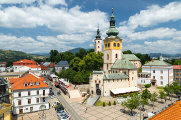 Church of the Assumption of the Virgin Mary dominating SNP Square in Banska Bystrica, Slovakia