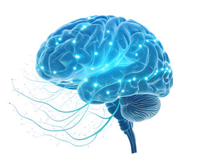 Luminous Neural Network Brain Glowing Blue connections