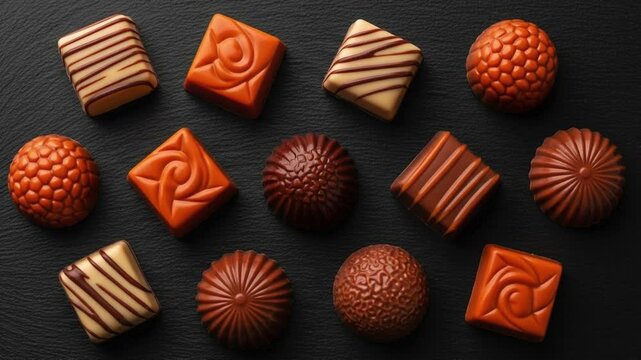 Assorted gourmet chocolates delicious dessert sweets chocolate candy food