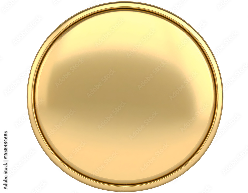 Poster a gleaming golden blank coin ready for custom engraving or symbolic representation of value.