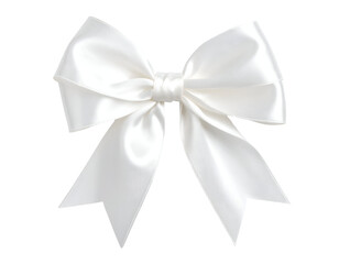 A beautifully tied elegant white satin bow perfect for festive celebrations and sophisticated gift presentations.