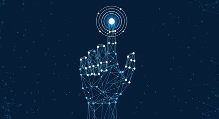 Abstract Polygonal Hand Touching Futuristic Interface