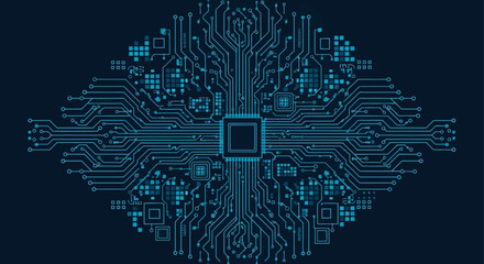 Abstract Circuit Board Design Blue Technology Background