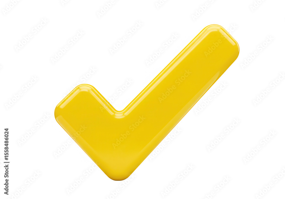 Poster yellow check mark symbol isolated on transparent background